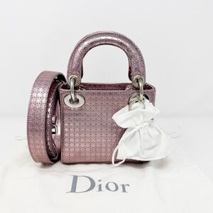 Christian Dior Metallic Pink Mini Lady Dior Bag